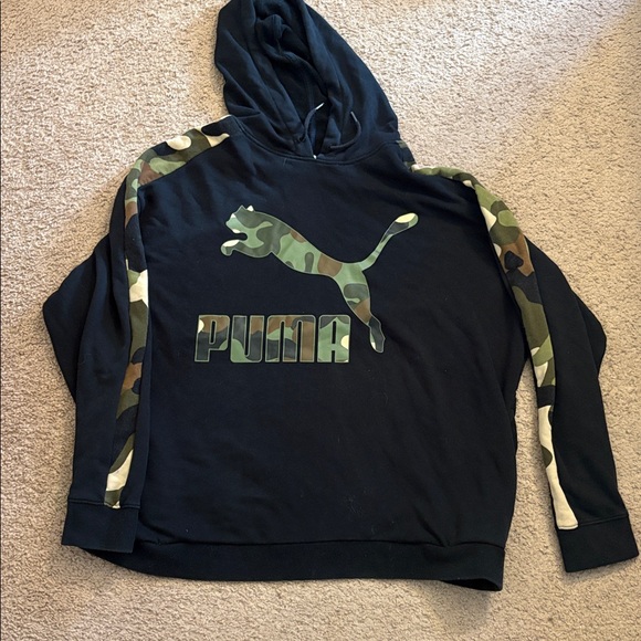 Puma Black Hoodie with Camo Accents - Picture 1 of 2